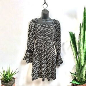 Xhilaration Black and White Ruffled Smocked Dress/Tunic